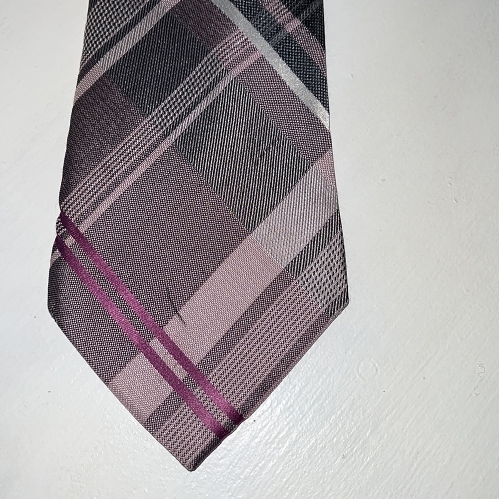 Michael Kors Men's Tie Plaid Pink Purple Gray Check